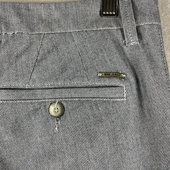 Mac Jeans Lennox Pants Mens 33x29 Blue Chino Cuffed Germany Career Office Preppy - Picture 12 of 16